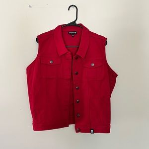 Sourpuss Essential Stretch Denim Vest Burgandy 3XL
